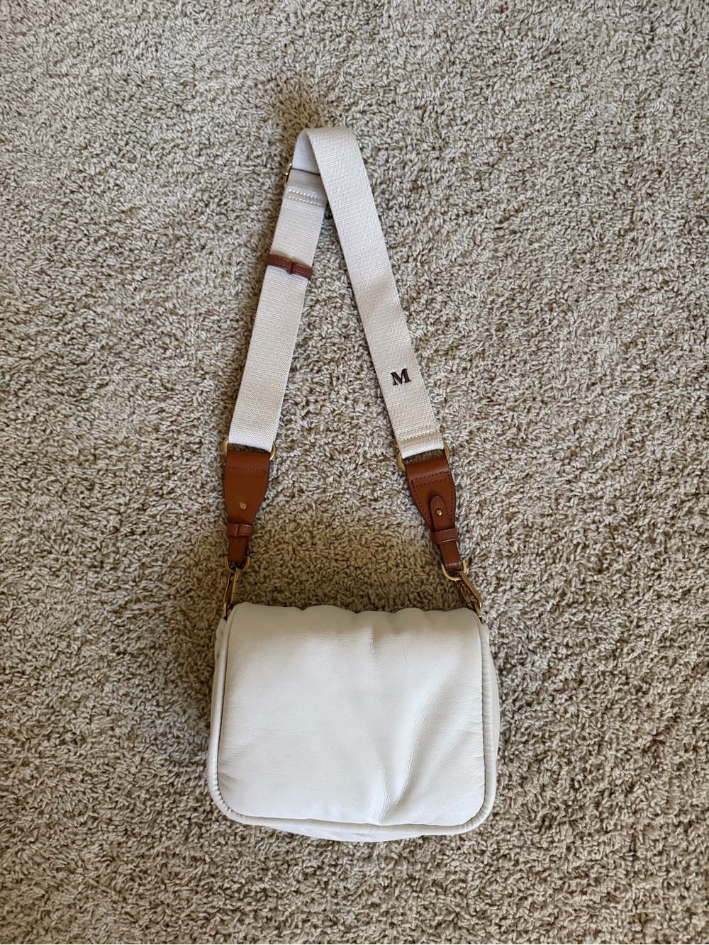 Zara Crossbody Bag with Adjustable Canvas Strap with Monogram “M”